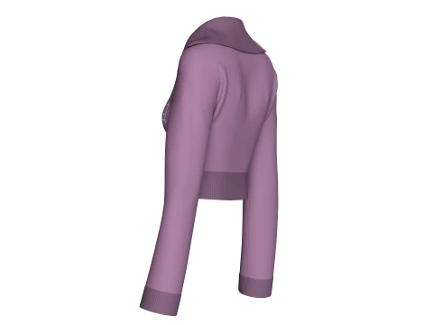 Girls Wide Collar Graphic Printed Crop Sweatshirt 3D Model