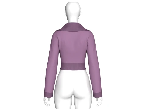 Girls Wide Collar Graphic Printed Crop Sweatshirt 3D Model