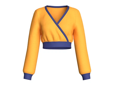 Sweater Potong Depan Bungkus Anak Perempuan Model 3D