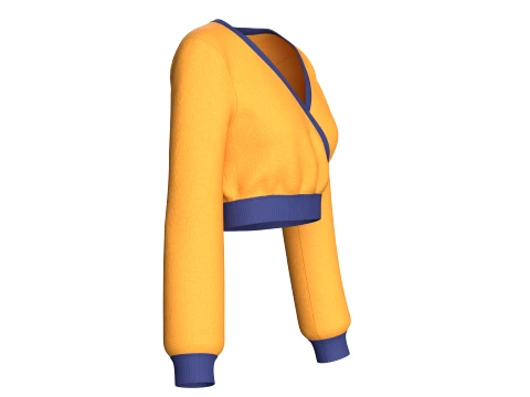 Girls Wrap-Front Cropped Sweater 3D Model