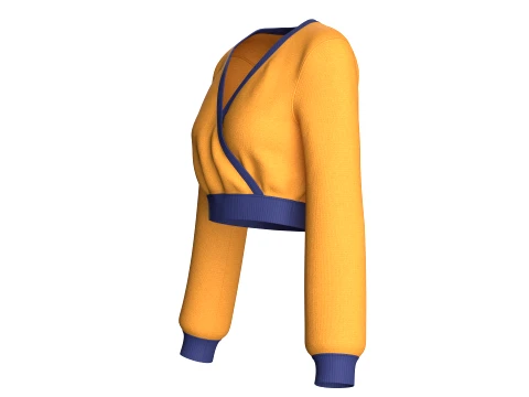 Girls Wrap-Front Cropped Sweater 3D Model