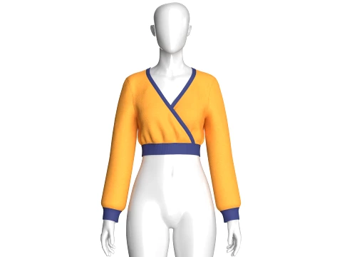 Girls Wrap-Front Cropped Sweater 3D Model