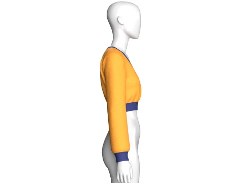 Girls Wrap-Front Cropped Sweater 3D Model