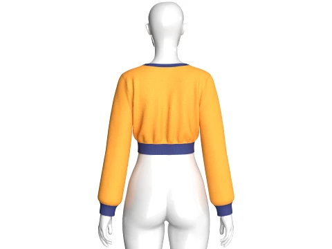 Girls Wrap-Front Cropped Sweater 3D Model