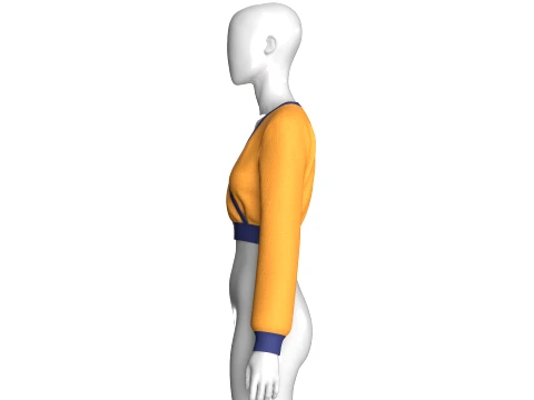 Girls Wrap-Front Cropped Sweater 3D Model