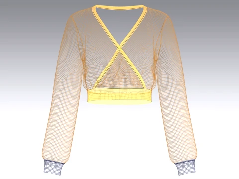 Girls Wrap-Front Cropped Sweater 3D Model