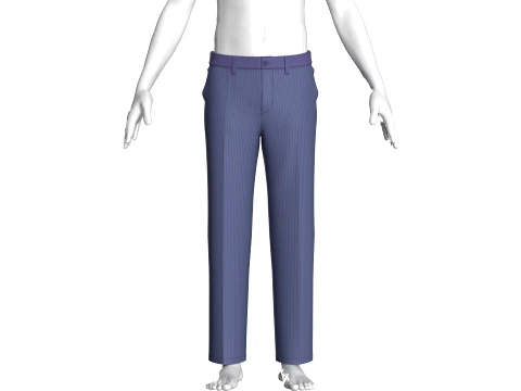 Men Pinstripe Straight Leg Pant 3D Model