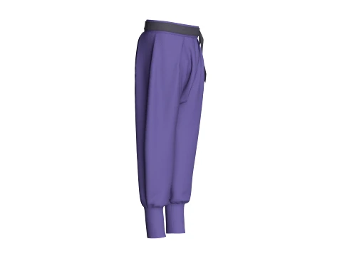 Men Purple Pleated High-Waist Jogger Pant 3D Model