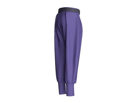 Men Purple Pleated High-Waist Jogger Pant 3D Model