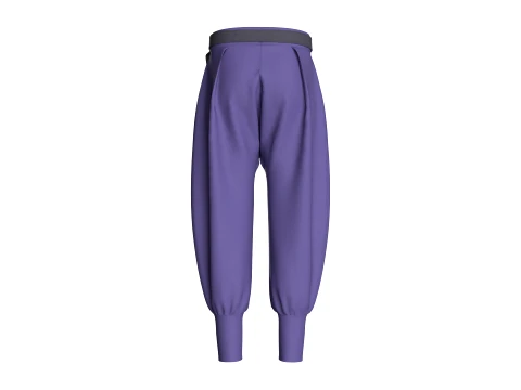 Men Purple Pleated High-Waist Jogger Pant 3D Model