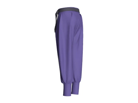 Men Purple Pleated High-Waist Jogger Pant 3D Model