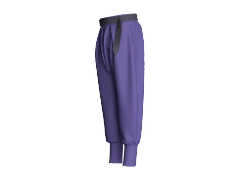 Men Purple Pleated High-Waist Jogger Pant 3D Model