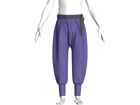 Men Purple Pleated High-Waist Jogger Pant 3D Model