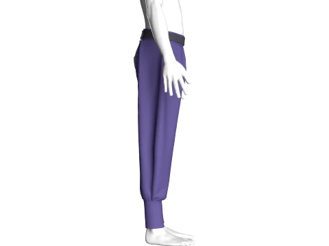 Men Purple Pleated High-Waist Jogger Pant 3D Model