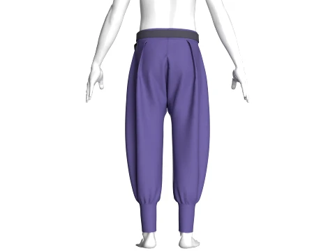 Men Purple Pleated High-Waist Jogger Pant 3D Model