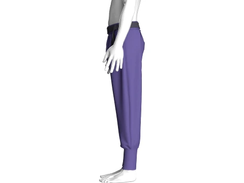 Men Purple Pleated High-Waist Jogger Pant 3D Model
