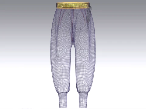 Men Purple Pleated High-Waist Jogger Pant 3D Model