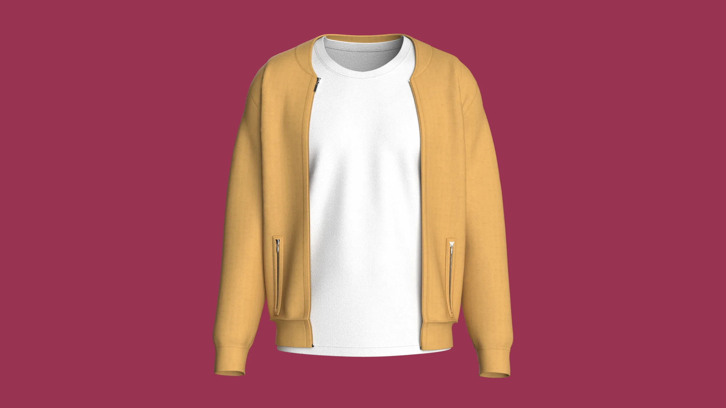 Men Front Jacket With White Inner T-Shirt 3D Model .c4d .max .obj .3ds .fbx .stl .blend 