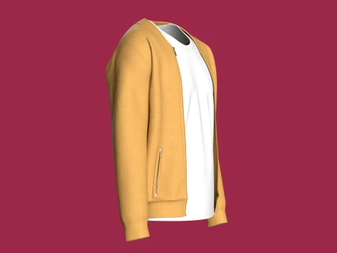 Men Front Jacket With White Inner T-Shirt 3D Model