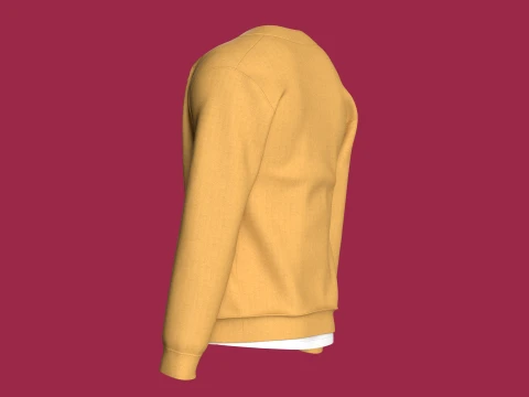 Men Front Jacket With White Inner T-Shirt 3D Model