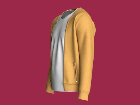 Men Front Jacket With White Inner T-Shirt 3D Model