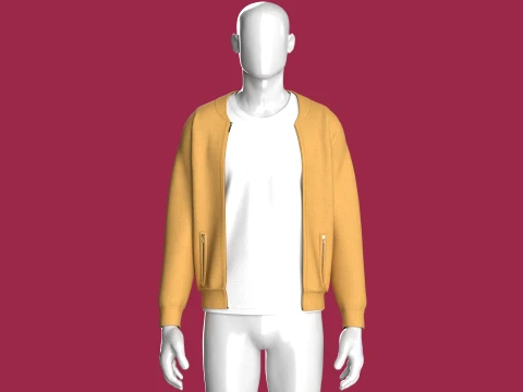 Men Front Jacket With White Inner T-Shirt 3D Model