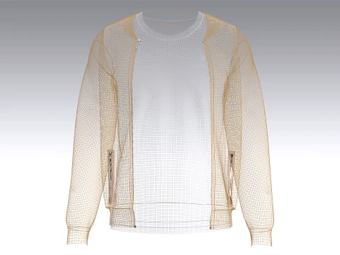 Men Front Jacket With White Inner T-Shirt 3D Model