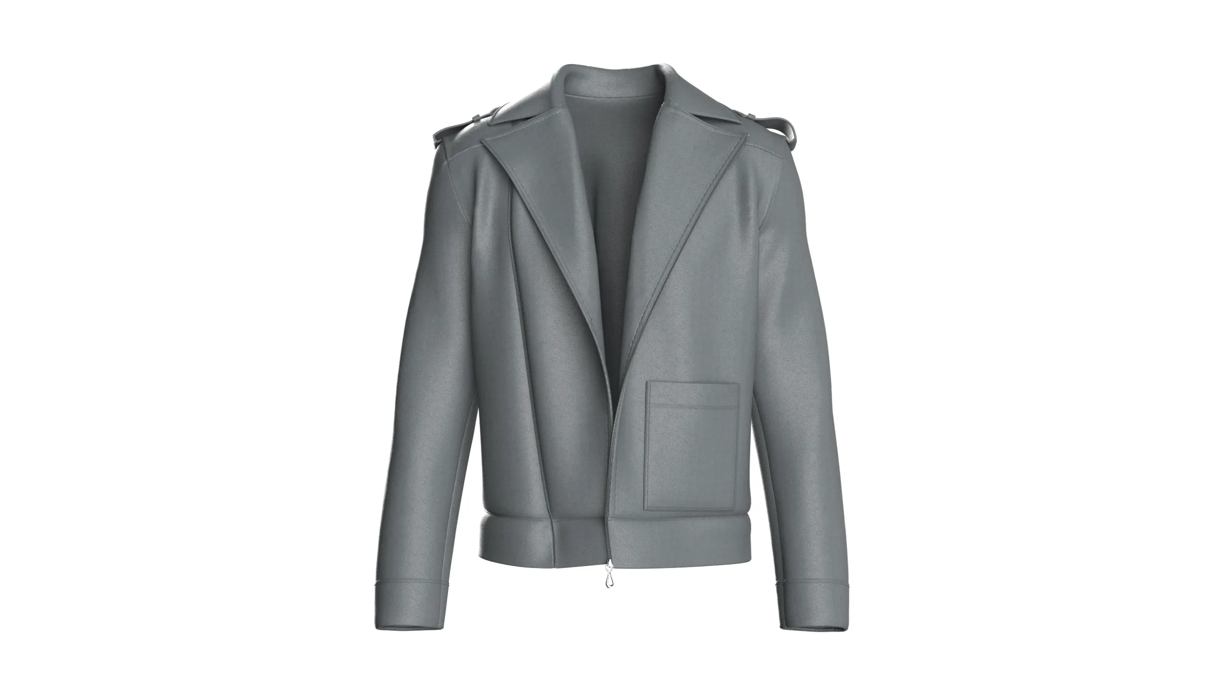 Men Grey Biker Jacket 3D Model .c4d .max .obj .3ds .fbx .stl .blend 