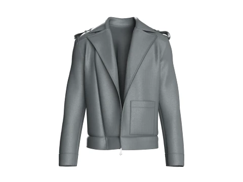 Jaket Biker Pria Abu-abu Model 3D