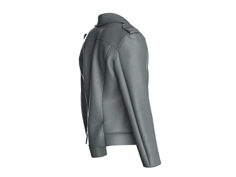 Men Grey Biker Jacket 3D Model