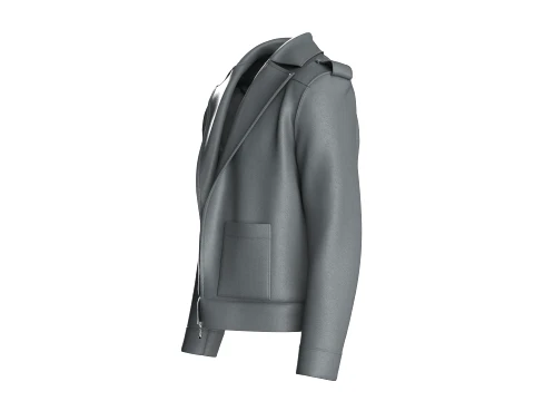 Men Grey Biker Jacket 3D Model