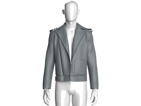 Men Grey Biker Jacket 3D Model