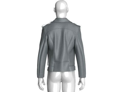 Men Grey Biker Jacket 3D Model