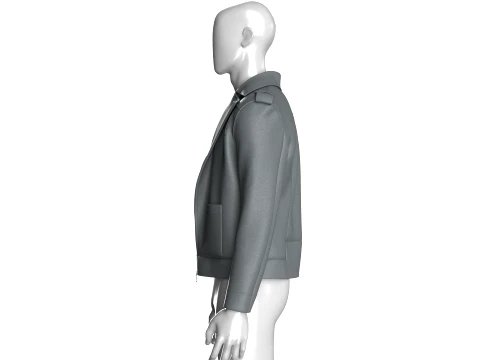 Men Grey Biker Jacket 3D Model