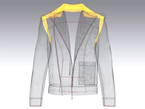 Men Grey Biker Jacket 3D Model