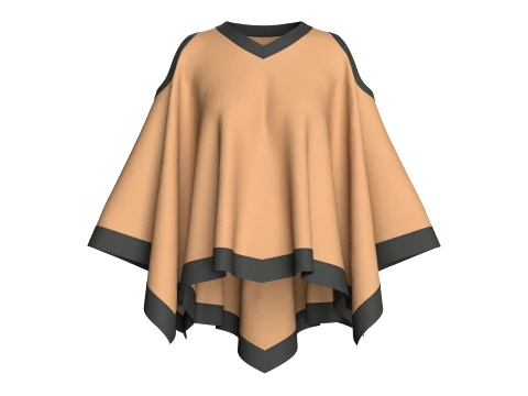 Haut cape &agrave; &eacute;paules d&eacute;nud&eacute;es et col en V pour fille Modèle 3D