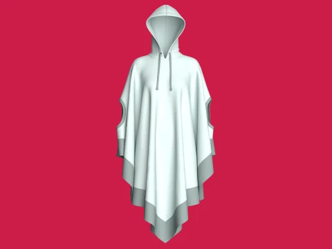 Cape poncho &agrave; capuche pour filles avec trous pour les bras Modèle 3D