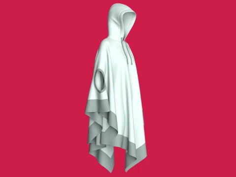 Girls Hooded Poncho Cape With Arm Holes 3D Model