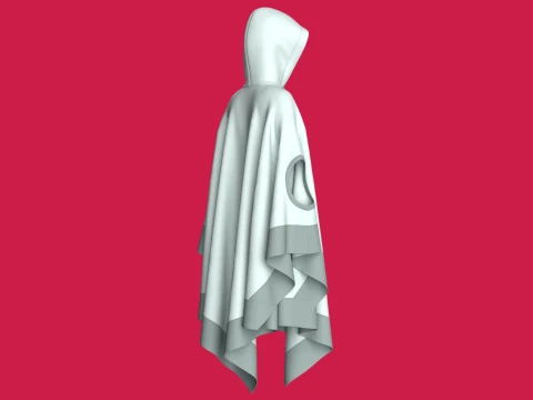 Girls Hooded Poncho Cape With Arm Holes 3D Model
