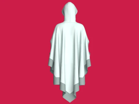 Girls Hooded Poncho Cape With Arm Holes 3D Model