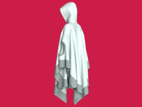 Girls Hooded Poncho Cape With Arm Holes 3D Model