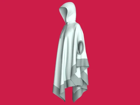 Girls Hooded Poncho Cape With Arm Holes 3D Model