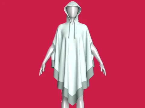 Girls Hooded Poncho Cape With Arm Holes 3D Model