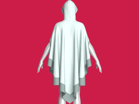 Girls Hooded Poncho Cape With Arm Holes 3D Model