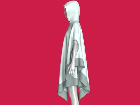 Girls Hooded Poncho Cape With Arm Holes 3D Model