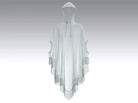 Girls Hooded Poncho Cape With Arm Holes 3D Model