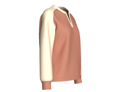 Girls Raglan Split Neck Sweatshirt 3D Model