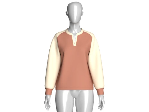Girls Raglan Split Neck Sweatshirt 3D Model