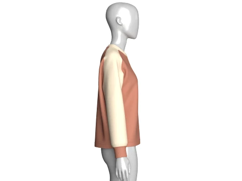 Girls Raglan Split Neck Sweatshirt 3D Model
