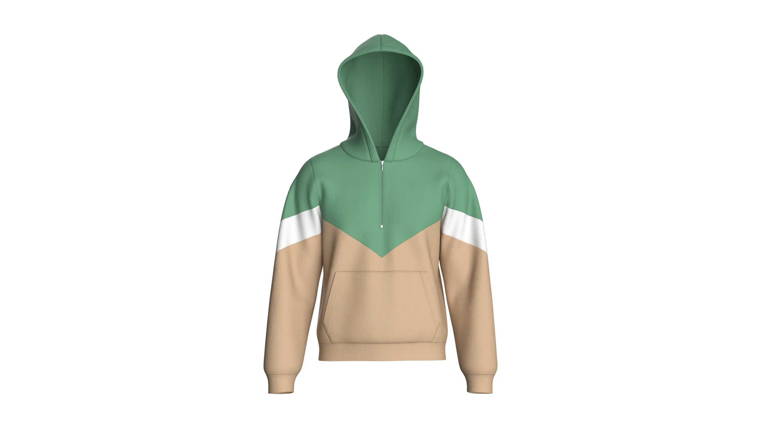 Men Color Block Chevron Cut Half-Zip Hoodie 3D Model .c4d .max .obj .3ds .fbx .stl .blend 